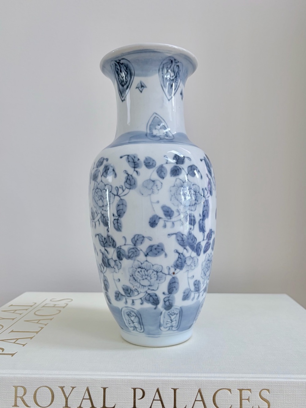 Fabulous Vintage Blue and White Hand Painted Chinoiserie Porcelain Vase